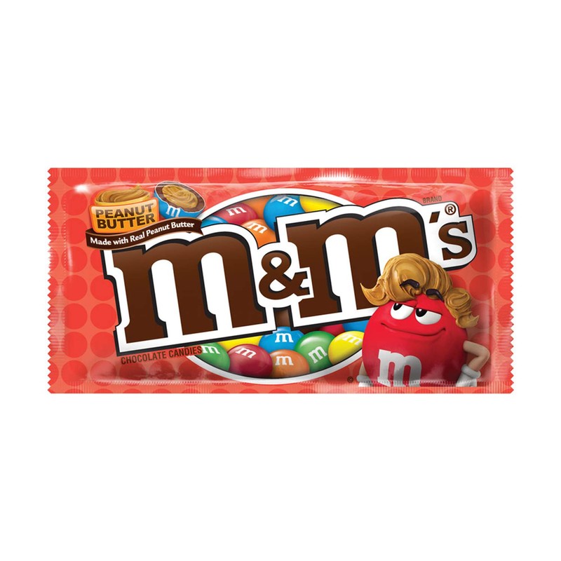 M&M'S Peanut Butter Chocolate Candy, Singles Size, 1.63-Ounce 24-Count Box