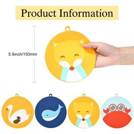 DanLingJewelry 4Pcs Animal Coasters Cute Drink Coasters 5.9 Inch Whales Foxes Crabs Cup Mats Drink Placemats for Drinks Coffee Bowl Dish Pot Holder