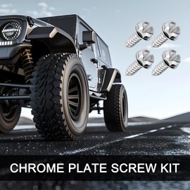 4 PCS License Plate Screws Kit, Stainless Steel License Plate Bolts, Hexagon Head Screws for License Plate, Universal for Front License Plates & License Plate Frame Covers Of Cars Trucks Suvs (Sliver)