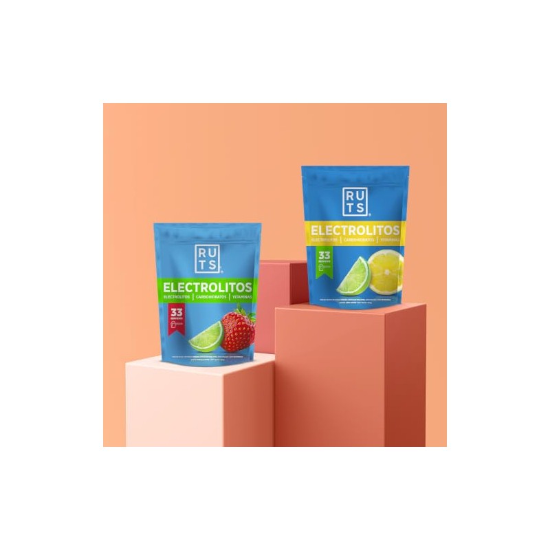 RUTS Energy ELECTROLITOS EN POLVO + VITAMINAS | SABOR FRESA-LIMÓN