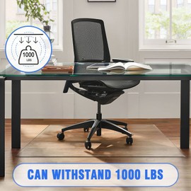 NeuType Glass Chair Mat, Tempered Glass Office Chair Mat for Carpet or Hardwood Floor - Effortless Rolling, Easy to Clean, Best for Your Home or Office Floor (36" x 46" x 1/4", Transparent)