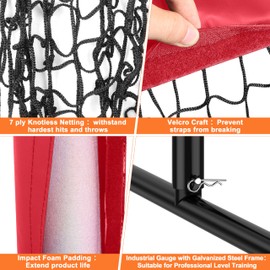 Heavy-Duty 9 Hole Baseball Pitching Net with Pitching Target Pockets, Regulation Size Strike Zone, Portable Adjustable Height Pitcher Training Equipment for Baseball/Softball Practice