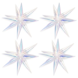 Pack of 50 Iridescent Star Burst Balloons, 47 x 15.4 cm Large Star Foil Balloons, Star Balloons, Iridescent Cone Balloons for Wedding Birthday Party Decorations