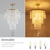 LumFurn 4-Lights Capiz Shell Chandeliers, 3-Layer Modern Pendant Light Fixture