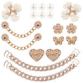 18 Pcs Bling Shoe Charms Bling Chain Shoes Charms Accessories for Women Pearl Flower Clog Shoes Decoration Crystal Rhinestone Shoes Charms Bling Cute Decor for Girls Shoes Party Birthday Gifts