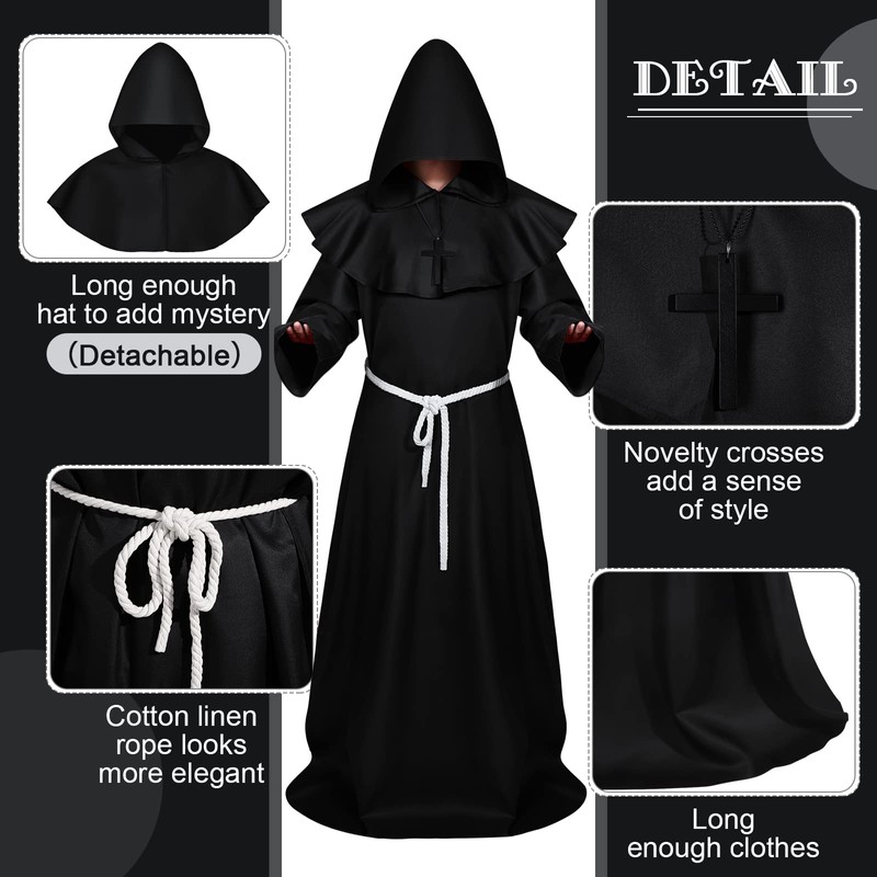 Sintege Mardi Gras Monk Costume Medieval Monk Robe Renaissance Priest