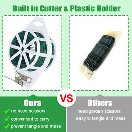 Floral Wire, 110 Yards Green Wire 22 Gauge Florist Wire with Built-in Cutter Flexible Paddle Wire Craft Wire for Wreath Making, Christmas Tree, Crafts, Garland and Flower Arrangements, Plant Support