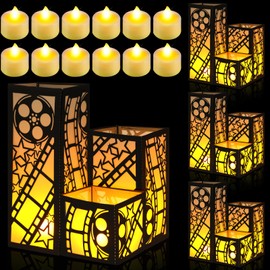 Rossesay 12 Pcs Movie Centerpieces for Table 3 Size Star Reel Filmstrip Paper Lantern Boxes Table Ideas Decorations for Movie Night Themed Party Decor Theater Birthday Party Supplies Decorations