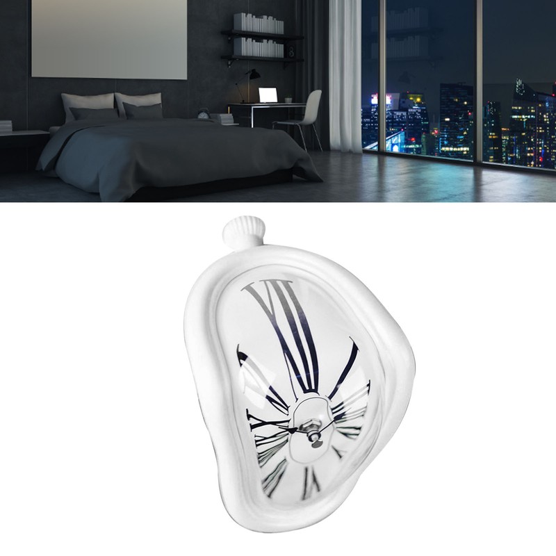 Melting Clock Plastic Retro Decorative Electroplated Metal Paint Desk Table