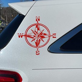 Compass Tribal Rose Nautical Star Vinyl Decal Sticker (CS-01) (Red, 6 inches x 6 inches)