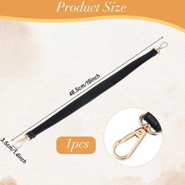 9 cm Bag Handle, Shoulder Strap, Black, Women's Leather Shoulder Strap, Short Handbag Handle, PU Leather Bag Handle with Carabiner Hook, Bag Strap for Bags, Wallets, Shoulder Bag Strap