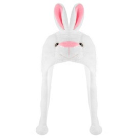 Audaisyly Audaisyly Funny Plush Animal Hat with Ear Flaps, Soft Fleece Hats Cute Bunny Cap for Kids Women Girls Cosplay Party Holiday Gifts (Bunny)