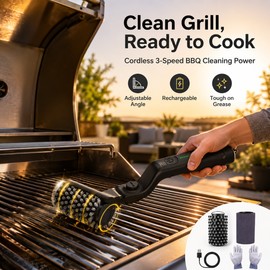 Electric BBQ Grill Brush for Easy Cleaning – Cordless 3-Speed Rechargeable Tool for Grease Removal