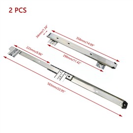 KUMGROT Keyboard Tray Slides 14" Silver Cold Rolled Steel Computer Drawer Tray Slides Ball Bearing Keyboard Slides with Adjustable Height Bracket