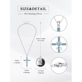 Flpruy Stethoscope Cross Necklace with December Blue Topaz Heart Birthstone 925 Sterling Silver Turquoise Doctor Nurse Pendant RN Registered Graduation Nurse Jewelry Gifts for Women