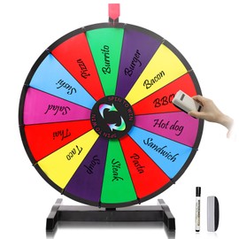Hooomyai 18" Tabletop Spinning Prize Wheel 14 Slots with Durable Base Stand, Spin Wheel for Prizes Dry Erase Fortune Spinner Wheel with Dry Erase Markers and Eraser for Carnival Trade Show Party