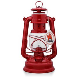 Feuerhand Outdoor Kerosene Fuel Lantern, German Made Weather Resistant Baby Special 276 Galvanized Hurricane Lamp for Camping or Patio, 10 Inches, Ruby Red