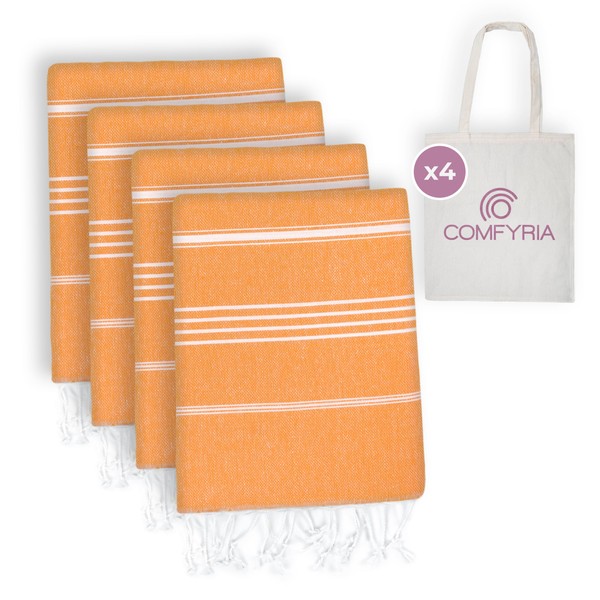 COMFYRIA Turkish Beach Towel with Travel Bag - 1/2/4/6 Pack