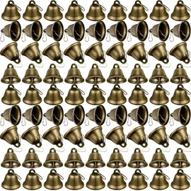 Shimeyao 100 Pieces Christmas Craft Bells Bronze Jingle Bells 1.5 x 1.57 Inch Vintage Small Bells with Spring Hooks for Wind Chimes Dog Potty Training Doorbell Wedding Decor Craft Making Hanging Favor