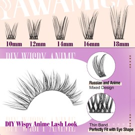 Yawamica Yawamica Natural Lash Clusters Kit Wispy Eyelash Clusters DIY Lash Extension Kit Fairy Cluster Lashes 10-18m Individual Lashes C Curl Eye Lashes Clusters with Strong Hold Lash Glue and Lash Tweezers