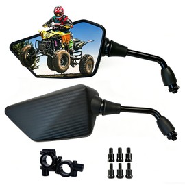 MAMIKO Universal Motorcycle ATV Scooter Mirrors with 8mm 10mm Bolt, 7/8" Handle Bar Mount Clamp Compatible with Suzuki Yamaha Honda Kawasaki Victory Side Rearview Mirrors(Gray stripes)