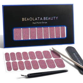 Beaolata Nail Polish Strips, 32PCS Salon Quality Wraps, Long Lasting Gel Nail Stickers for Women Easy Apply& Remove (Celestial Blush Pink)