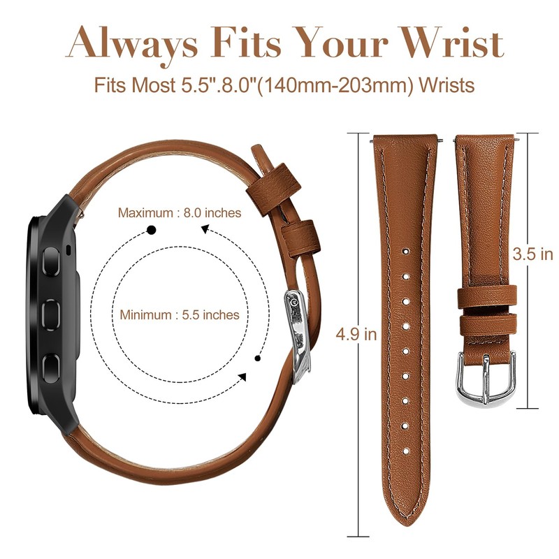EverAct Slim Leather Band Compatible with Garmin Garmin Venu 3
