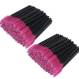 200Pcs Eyelash Mascara Brushes Wands Applicator Makeup Kits with Spiral Design (Rose)