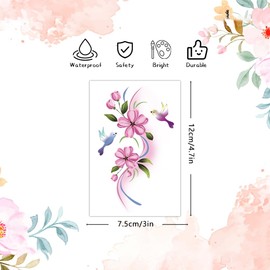 10 Sheets Flower Temporary Tattoos, Waterproof Abstract Flowers Birds Butterfly Tattoos Animal Print Face Gems Face Tattoo Stickers for Women Girls Kids Parties