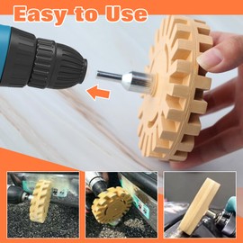 LEONTOOL Decal Remover Eraser Wheel with Razor Blade Scraper and 10 Pcs Blades, 4-Inch Rubber Wheel Sticker Remover with Drill Adaptor, Adhesive Remover for Cars, RVs, Trucks, Boats, Windows, Metal