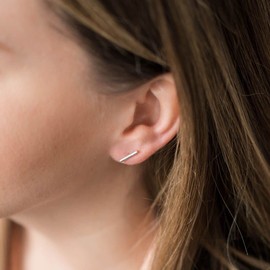 MATERIA by Matthias Wagner Minimalist Stud Earrings 925 Silver for Women, Silver