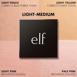 e.l.f. Set it Bright Powder Quad, polvo de ajuste suelto iluminador, hornea, desenfoque y establece para un brillo mate suave, esponja de terciopelo i