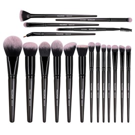 Set de Brochas de Maquillaje Profesional de Sintéticos - Kit 18 Piezas Brochas de Maquillaje, Profesional Juego de Brochas Kabuki Sintético, para Maquillaje Rubor Sombras de Brochas (Negro)