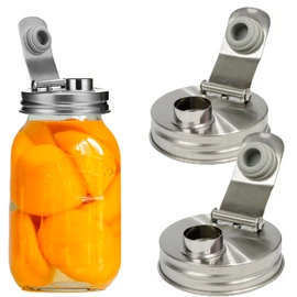 Mason Jar Pour Spout Lid Stainless Steel,Pour Spout Flip Cap Lids for Mason Jars,No Rust Leaking Proof for Home Brewing Fruit Fermenting Drinks Airtight(2PCS) (Regular Mouth)