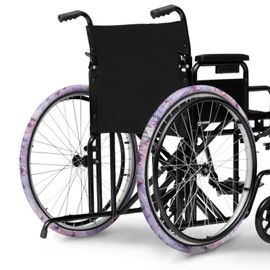 LedBack Wheelchair Tire Covers for Indoor Use Tires Protective Cover for Wheels 24 Inch, Purple Tie Dye Butterfly Wheelchair Tire Cover to Protect Floors Carpets