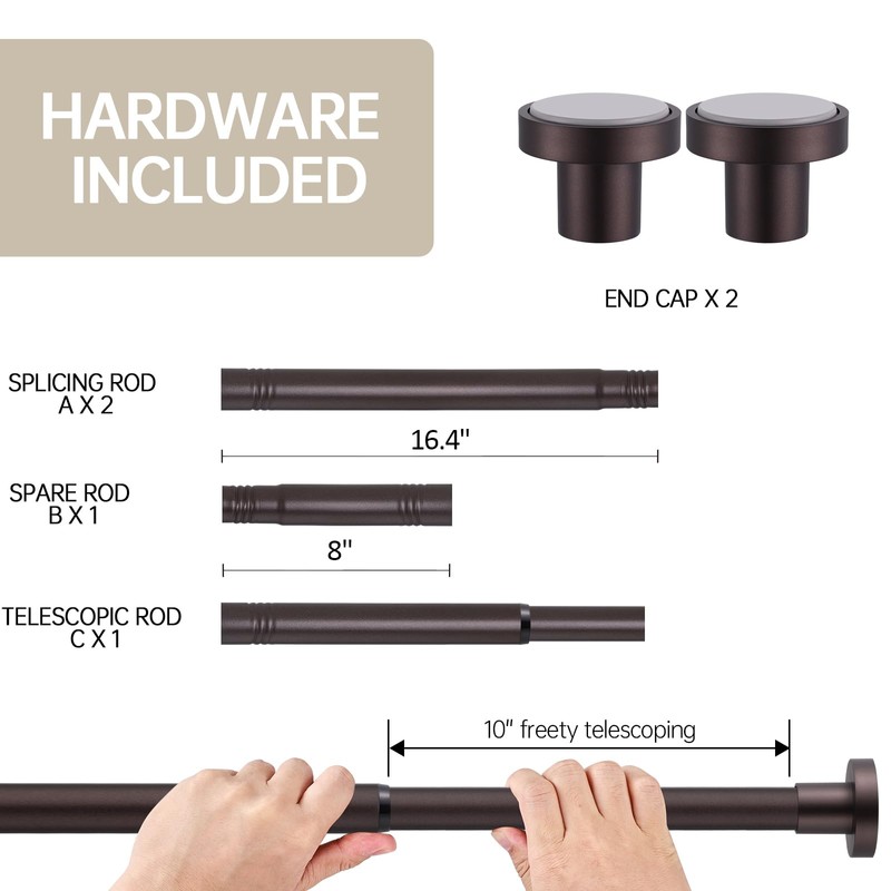 BRIOFOX Shower Curtain Rod Adjustable 18-64 Inch, Stainless Steel Spring