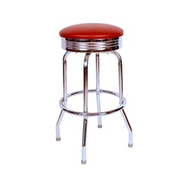 Richardson Seating Retro Chrome Swivel bar Stool with Seat Metal, 24", Wine
