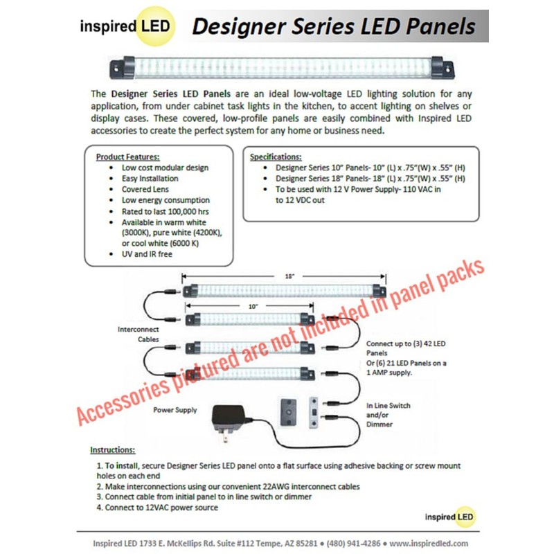 Designer Series 18" LED 6 Panel Pack- Cool White (Lights