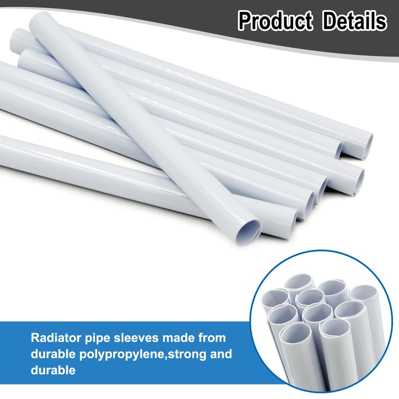 200mm x 15mm Radiator Pipe Covers White- Pipe Covers- Radiator