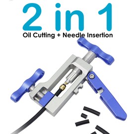 JFOYH 2IN1 Bike Tools Bicycle Hydraulic Disc Brake Needle Driver Insertion and Mineral Hose Cutting Tools Compatible with BH90/BH59/Avid/MAGURA/Banjo, 6061 Aluminum Alloy