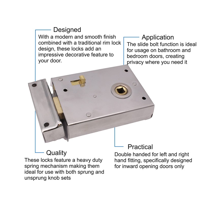 Rim Latch Snib Lock Polished Chrome Surface Mounted Lock for