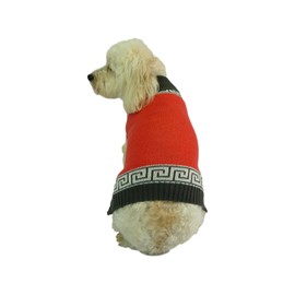 Roman Knit Dog Jumper Sweater Coat for Small - Medium Breed Sized Dogs (XLarge, Grey and Orange)