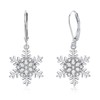 Snowflake Earrings 925 Sterling Silver Snowflake Leverback Earrings with White