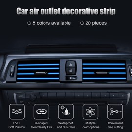 PYHLVCLF 20 Pieces Universal Car Air Conditioner Vent Trim Decoration Strip Accessories, Waterproof Flexible Shiny Auto Car Interior Accessories for All Air Vent Outlet