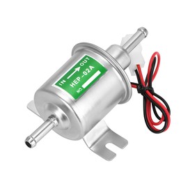 BESULEN Electric Fuel Pump, 12v Heavy Duty Low Pressure Fuel Transfer Pump, Universal Inline Gas Diesel Fuel Pump for Lawn Mower Carburetor Gas Diesel Engine, Car Tuning Accessories (Silver)