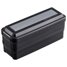 OSK BLW-38D Metallic Style Lunch Box, 2 Tiers (With Dividers), Black, Made in Japan