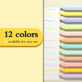 Aesthetic Cute Highlighters, 12Pcs Highlighters Assorted Colors Quick Dry Marking Pens Bible Highlighters and Pens,Aesthetic Cute Pastel Highlighters Set,No Bleed Gel Highlighter, Bible Highlighters