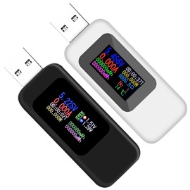 Gatuida LCD Display USB Voltmeter Ammeter Voltmeter Voltage Amp Meter Power Tester Charging Monitor Black White