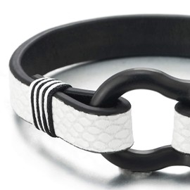 COOLSTEELANDBEYOND Mens Womens Steel Screw Anchor Shackles Wrap Bracelet with Brown Leather, Nautical Sailor Wristband, 8.27 inches, Leather, not-applicable