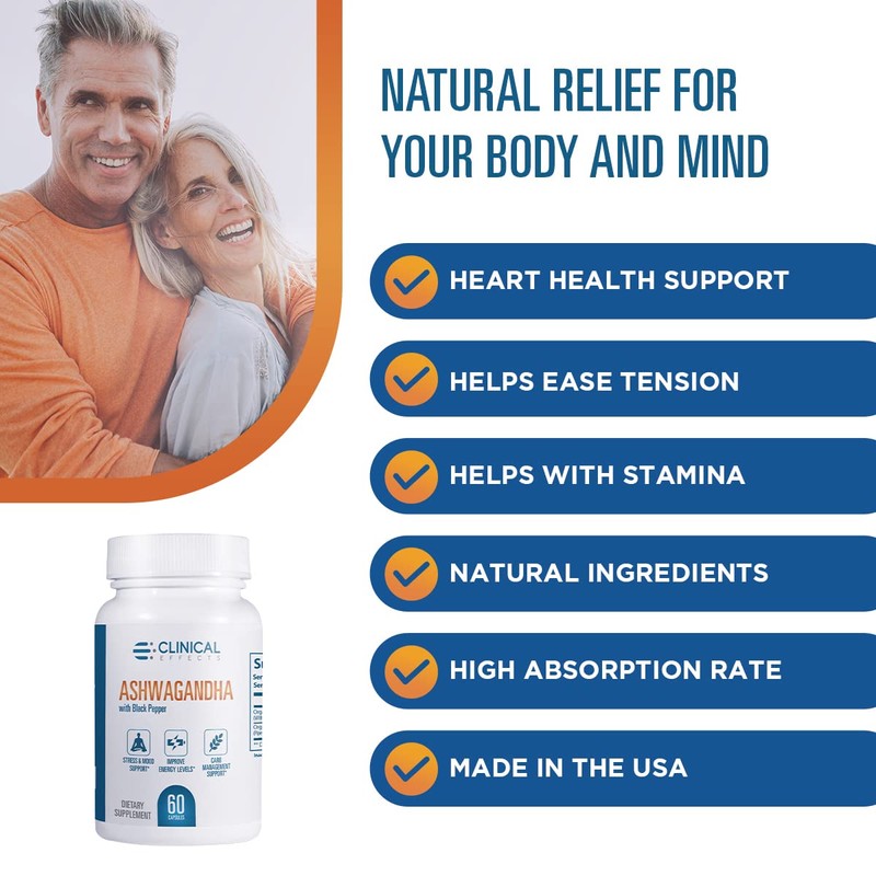 Clinical Effects Ashwagandha with Black Pepper for Stamina and Calm